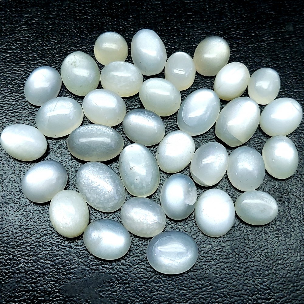 32Pcs 142Cts Natural White Moonstone Cabochon Loose Gemstone Mix Shapes and Size Moonstone Jewelry Making Crystal Lot 14x10 9x7mm #10724