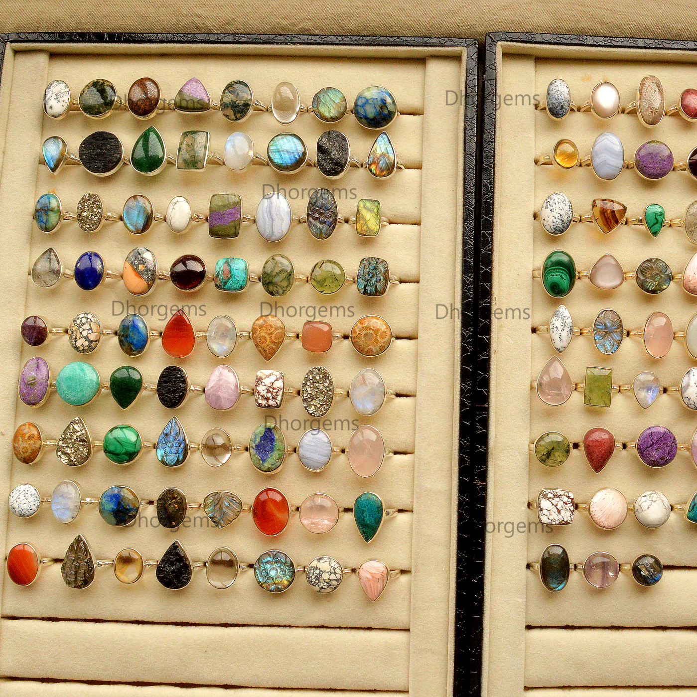 Natural Mix Gemstone 925 Sterling Silver Rings Wholesale Lot Handmade Gemstone Jewelry Random Selection Rings