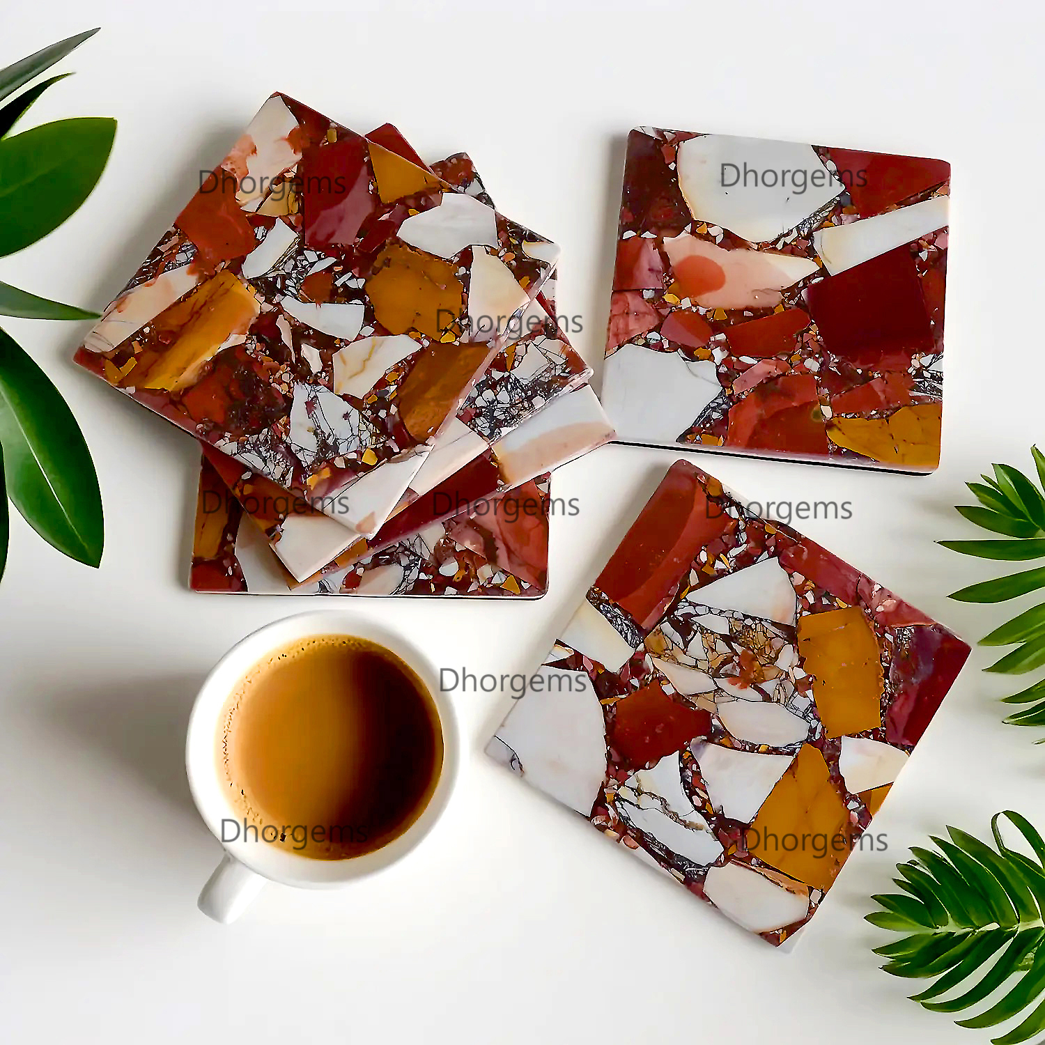 4Mookaite Jasper Square Coasters