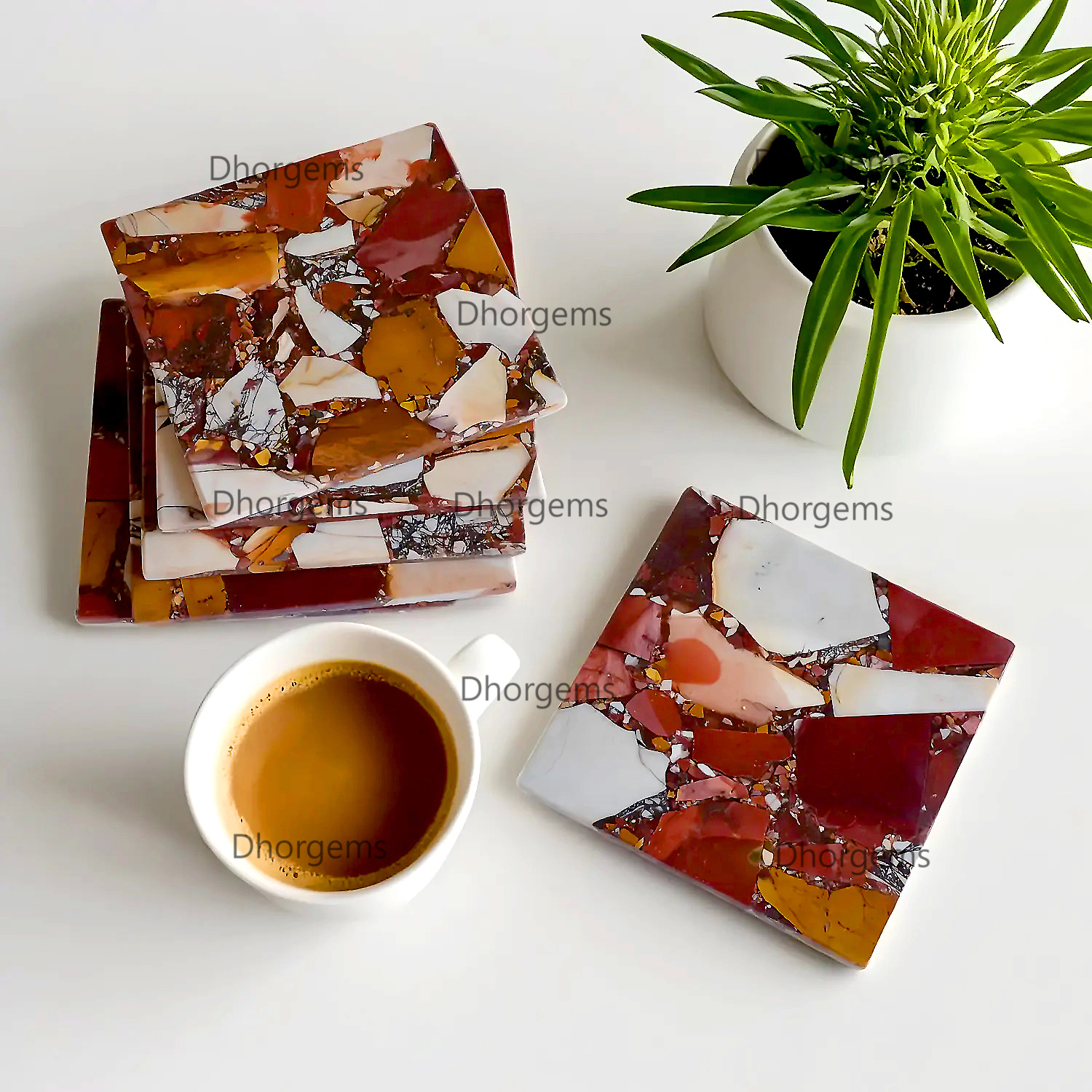 4Mookaite Jasper Square Coasters
