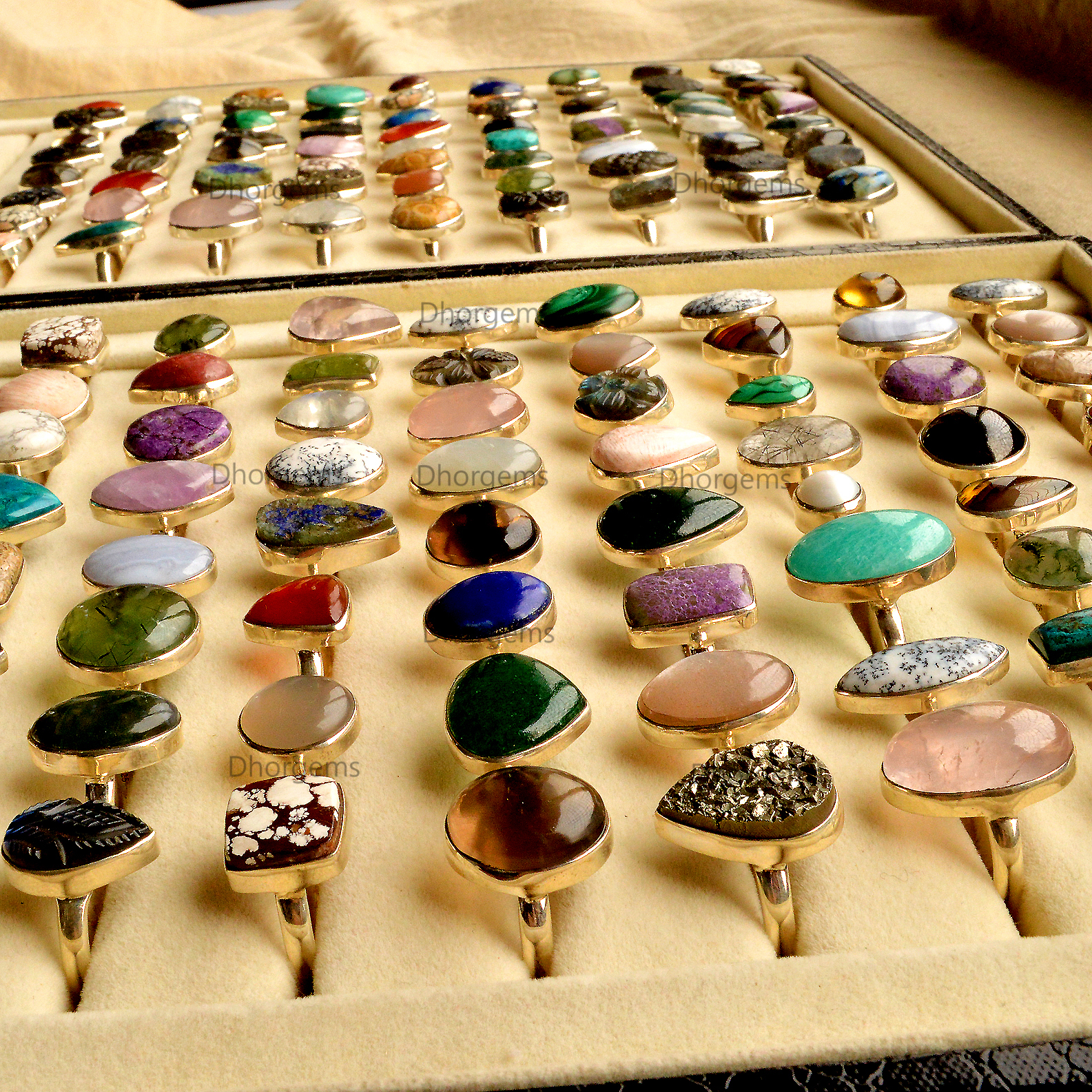 Natural Mix Gemstone 925 Sterling Silver Rings Wholesale Lot Handmade Gemstone Jewelry Random Selection Rings