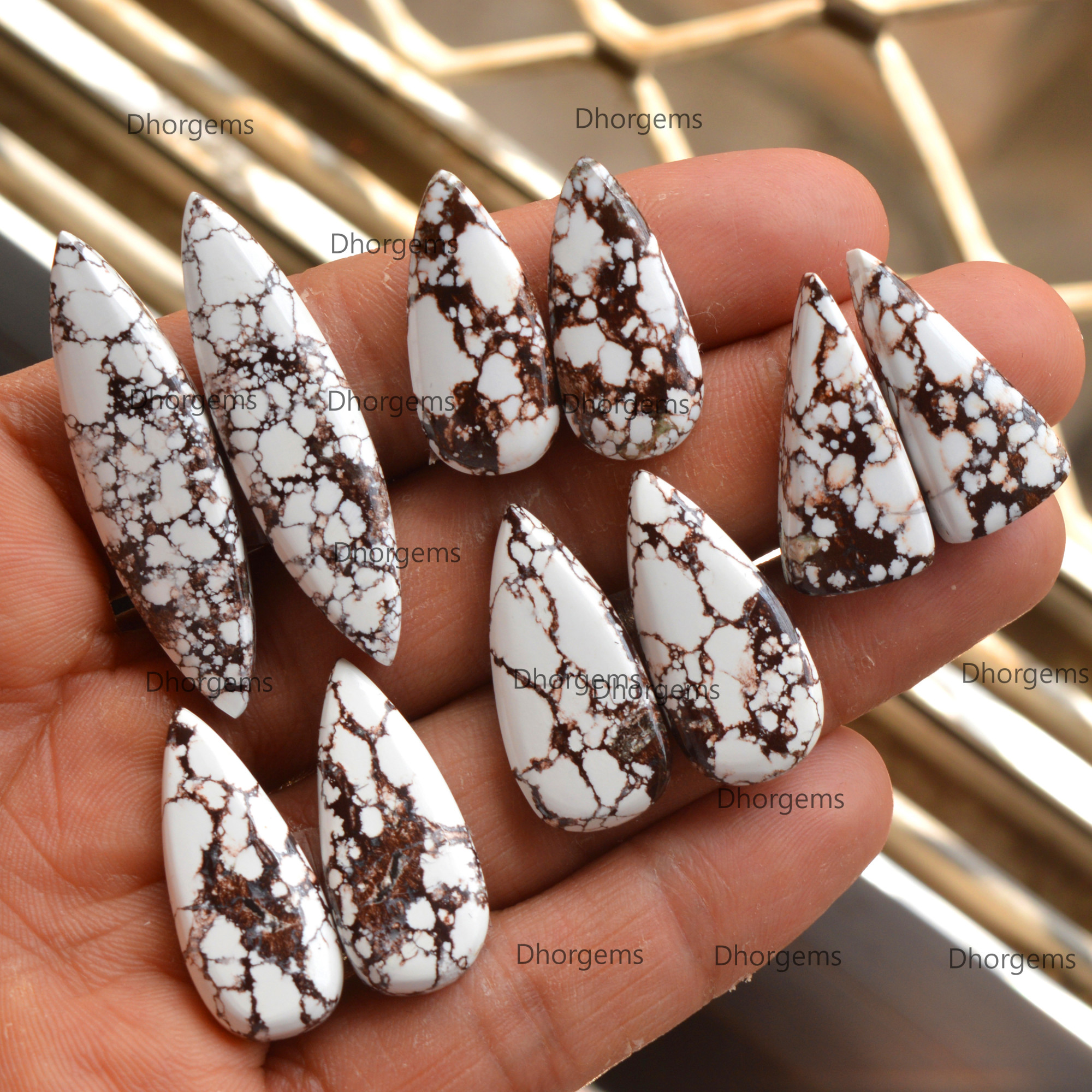 Natural White Wild Horse Cabochon Gemstone Pairs  For Jewelry Making Silver Earrings Craft Supply for Crystal Healing Mixed Shape and Sizes