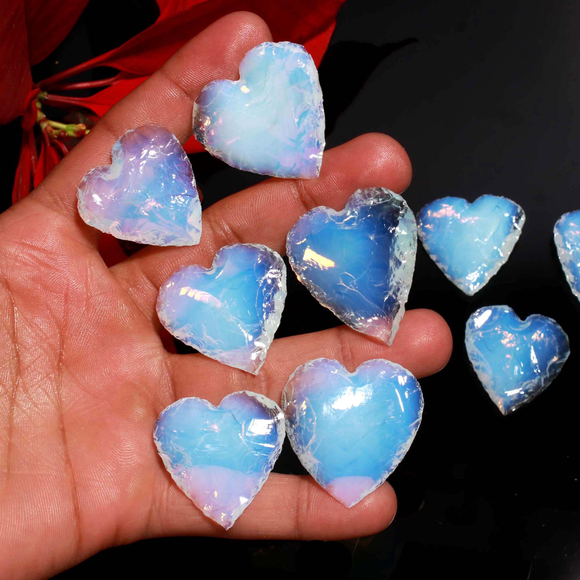 Opalite Heart Carving