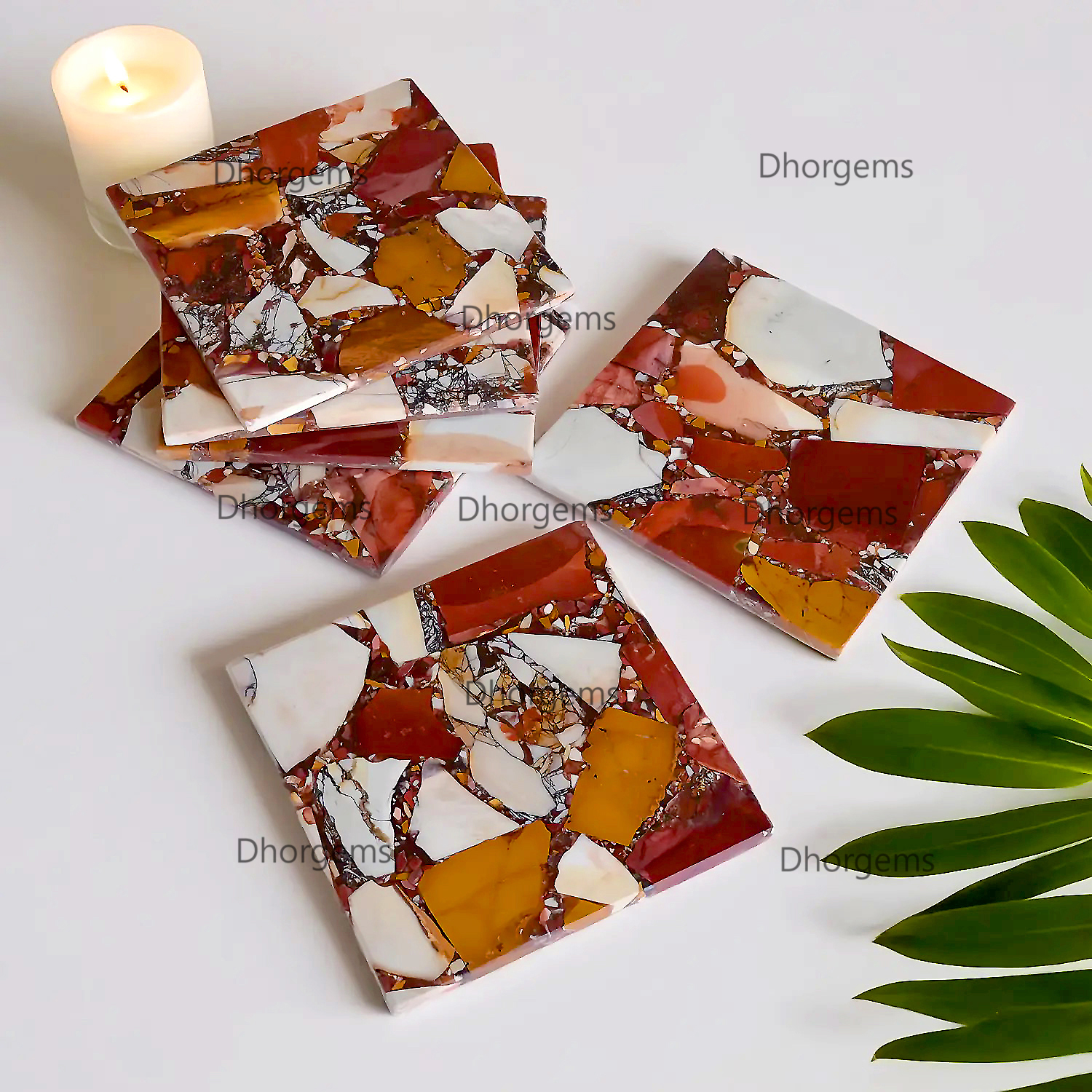 4Mookaite Jasper Square Coasters