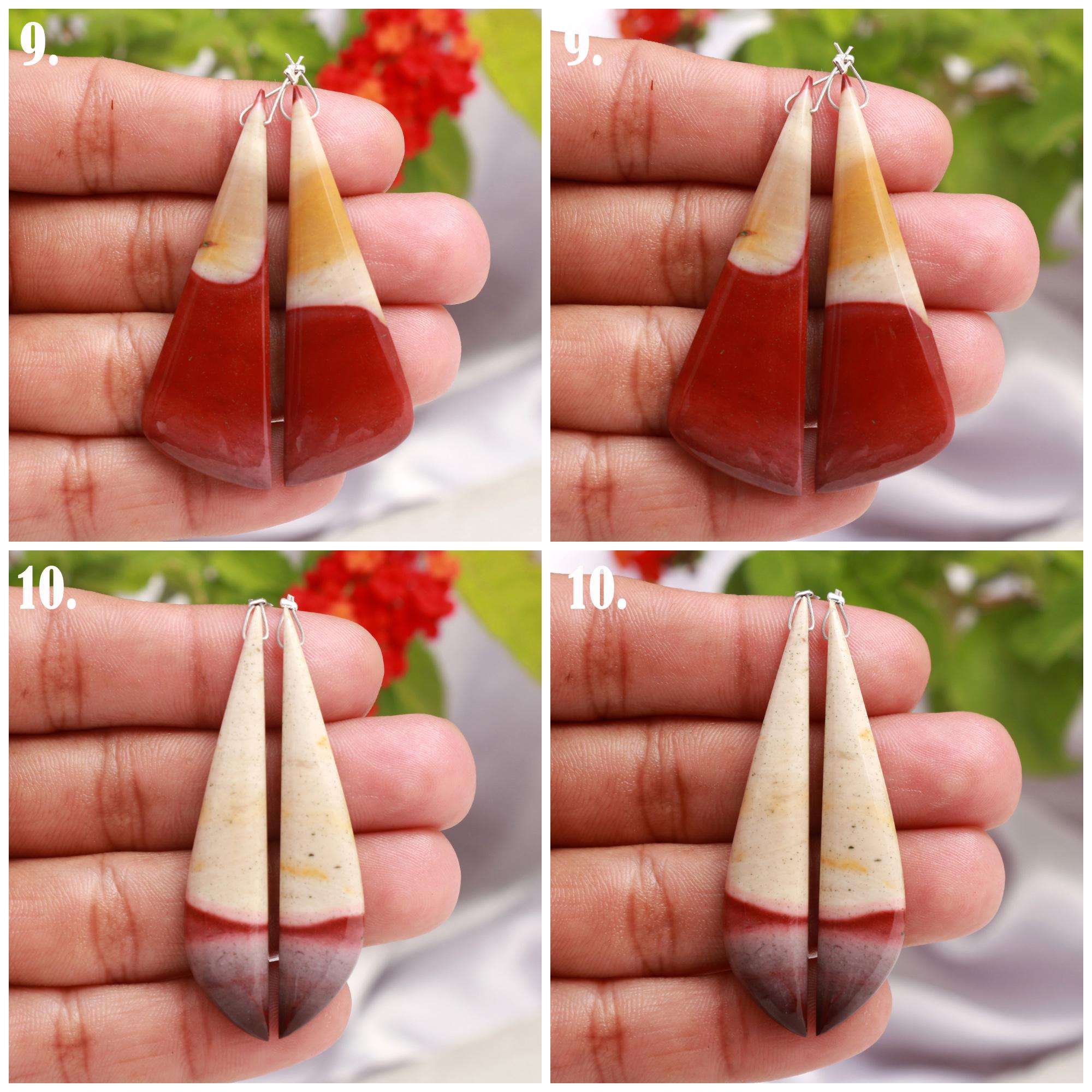 Natural Mookaite Jasper Side Horizontal Drill Earring Pair Gemstone