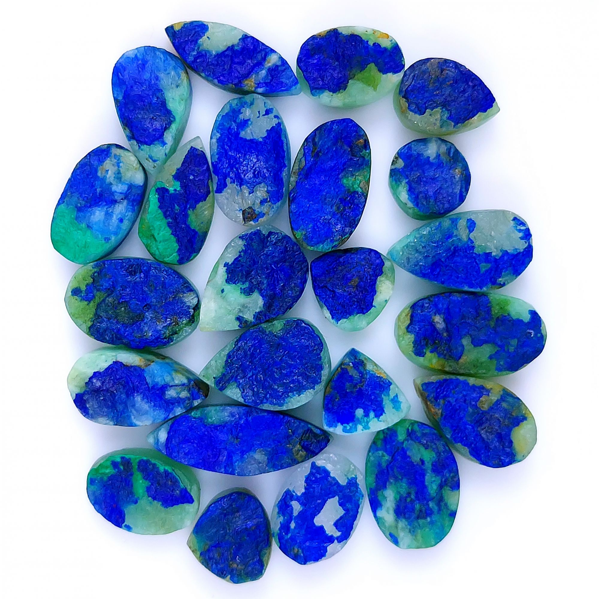 23 Pcs Pcs137Cts Natural Blue Azurite Druzy Gemstone Cabochon Lot20x10 10x10mm#1000