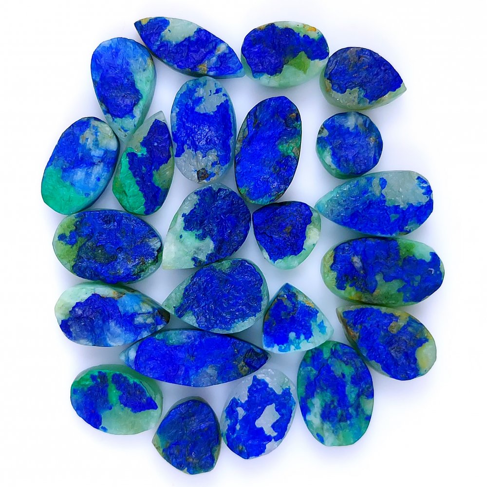 23 Pcs Pcs137Cts Natural Blue Azurite Druzy Gemstone Cabochon Lot20x10 10x10mm#1000