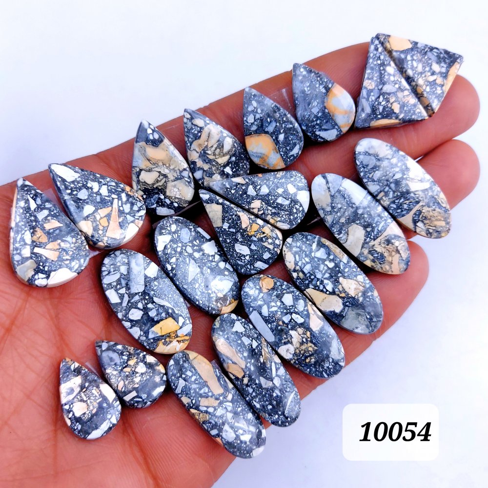 10 Pair 268 Cts Natural Maligano Jasper Cabochon Pair Lot Back Side Unpolished Semi-Precious Gemstones For Jewelry Making 30x13 19x11mm #10054