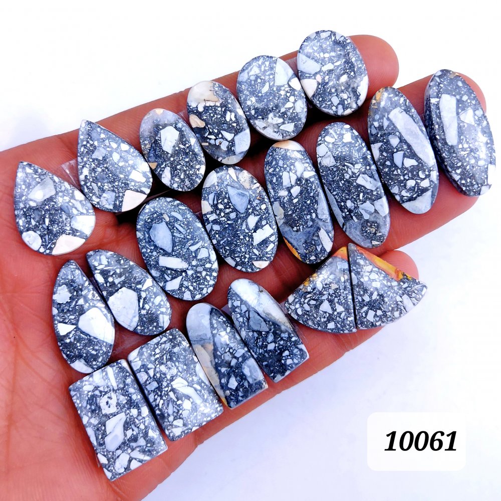 10Pcs 268Cts Natural Maligano Jasper Cabochon Pair Lot Back Side Unpolished Semi-Precious Gemstones For Jewelry Making 28x12 20x12mm #10061