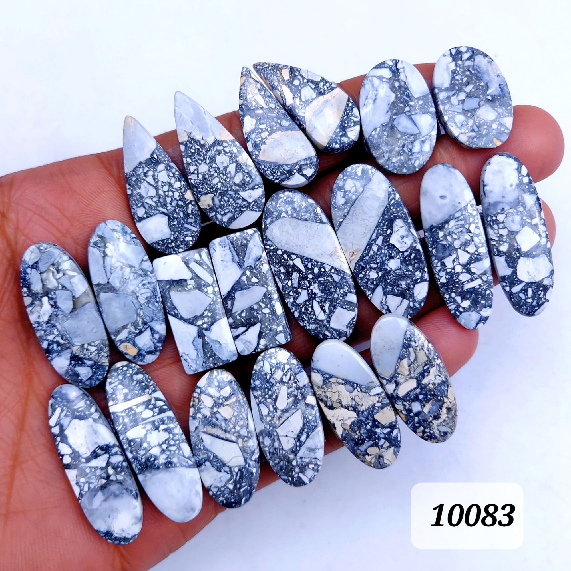 10Pcs 327Cts Natural Maligano Jasper Cabochon Pair Lot Back Side Unpolished Semi-Precious Gemstones For Jewelry Making 34x11 23x14mm #10083