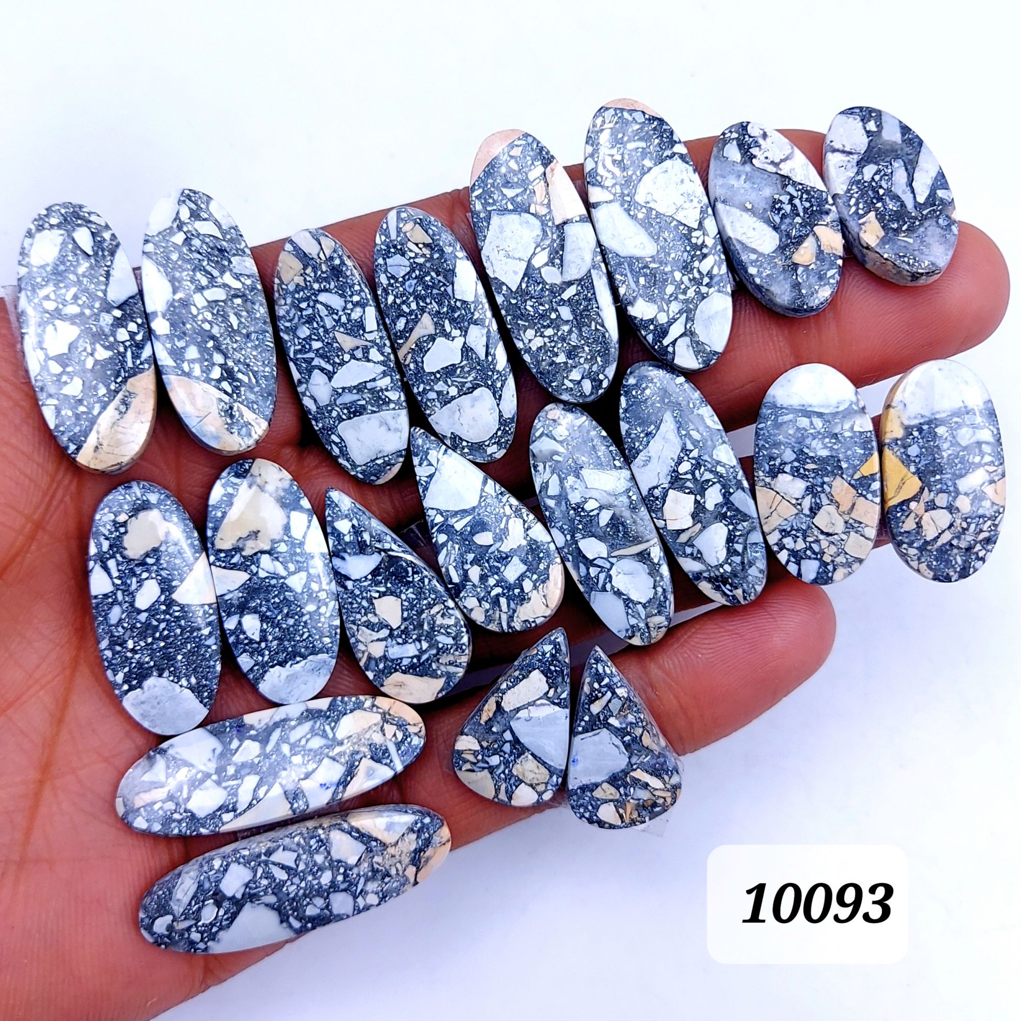 10Pcs 355Cts Natural Maligano Jasper Cabochon Pair Lot Back Side Unpolished Semi-Precious Gemstones For Jewelry Making 36x33 22x13mm #10093