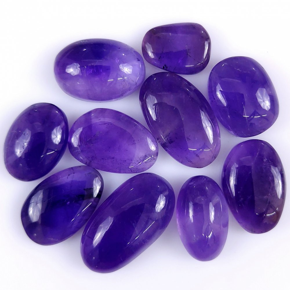 10Pcs 117Cts. Natural Amethyst Cabochon Purple Loose Gemstone For Jewelry Making#102