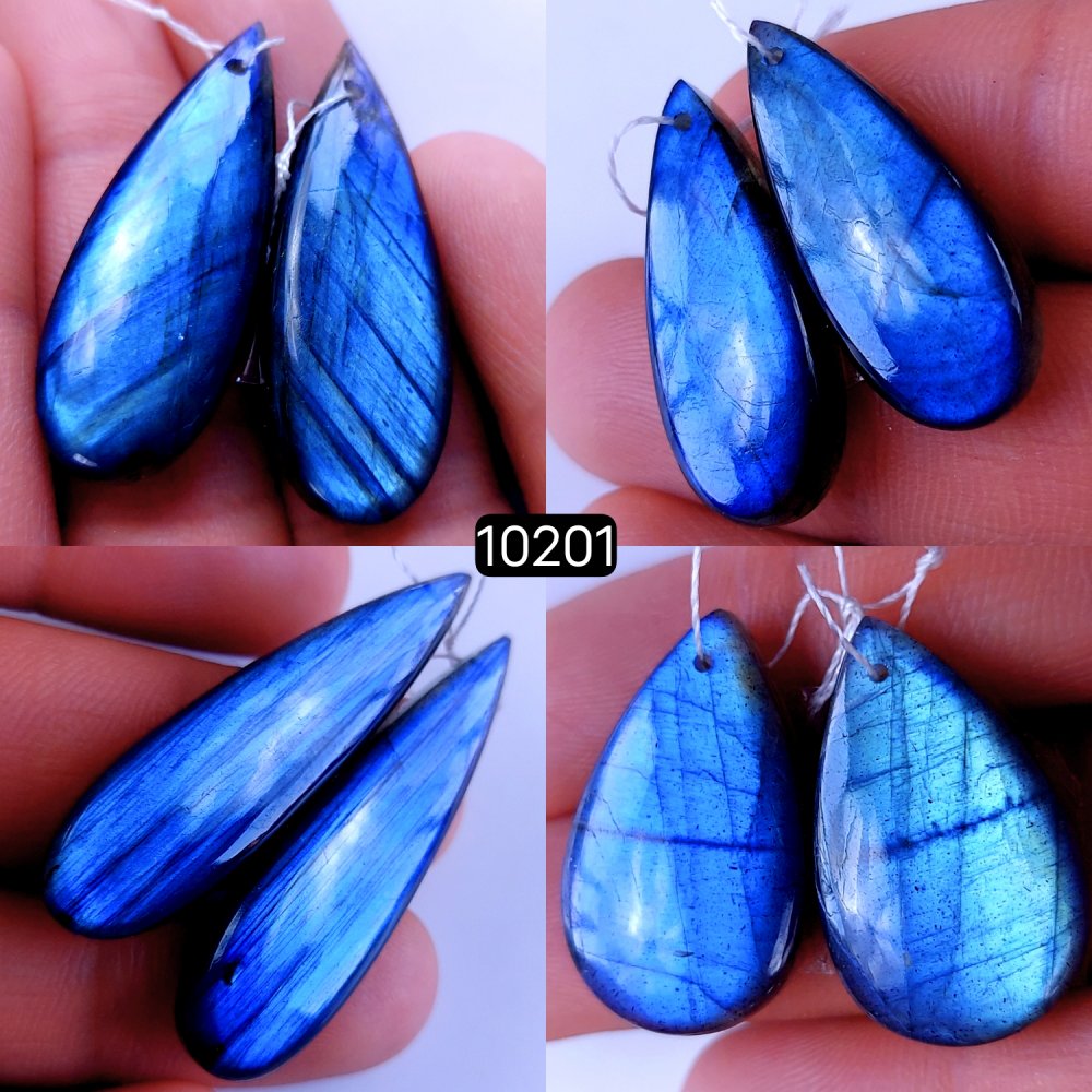 4Pair 155Cts Natural Labradorite Crystal Drill Dangle Drop Earring Pairs Silver Earrings Blue Labradorite Hoop Jewelry  42x12 28x12mm #10201