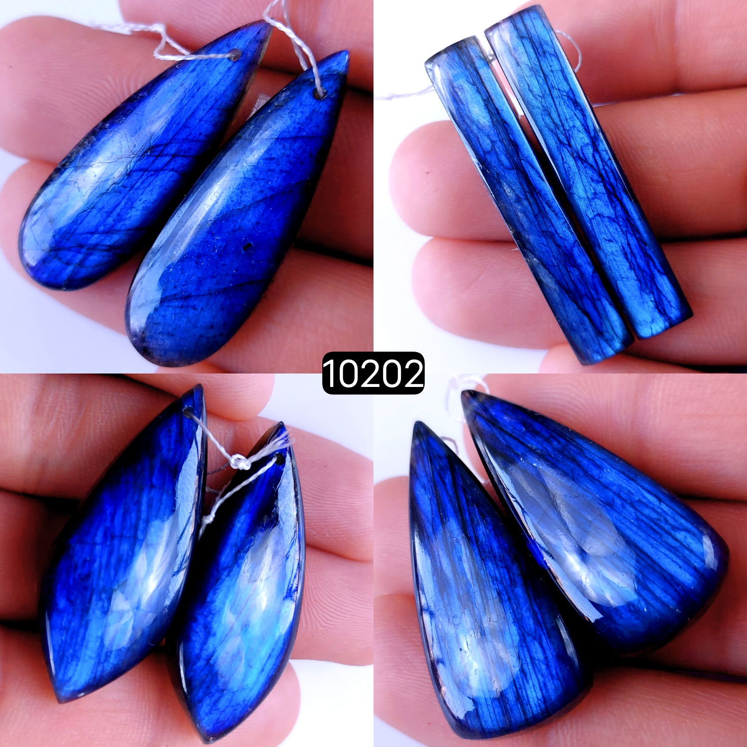 4Pair 185Cts Natural Labradorite Crystal Drill Dangle Drop Earring Pairs Silver Earrings Blue Labradorite Hoop Jewelry  42x8 35x15mm #10202
