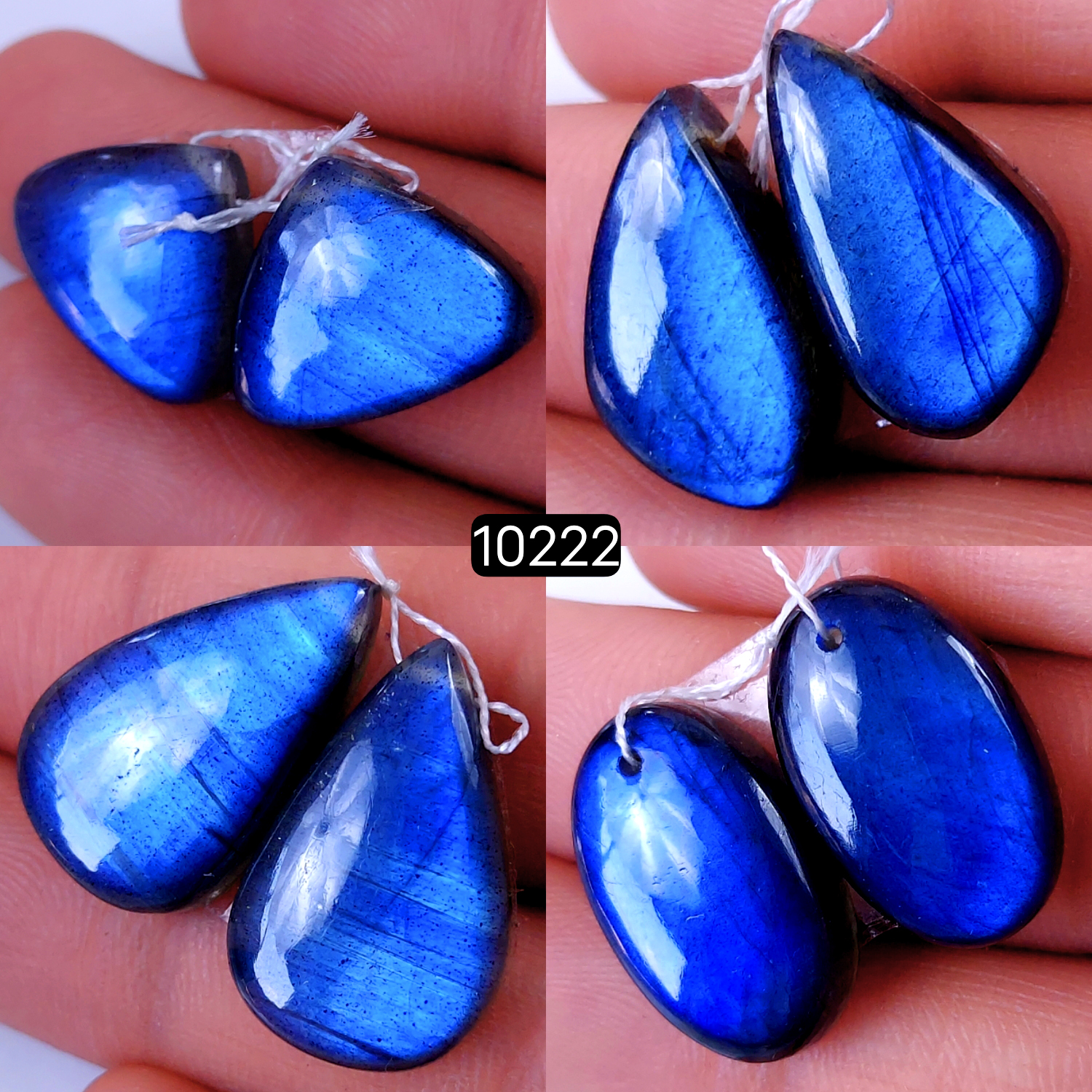 4Pair 103Cts Natural Labradorite Crystal Drill Dangle Drop Earring Pairs Silver Earrings Blue Labradorite Hoop Jewelry  22x14 18x14mm #10222