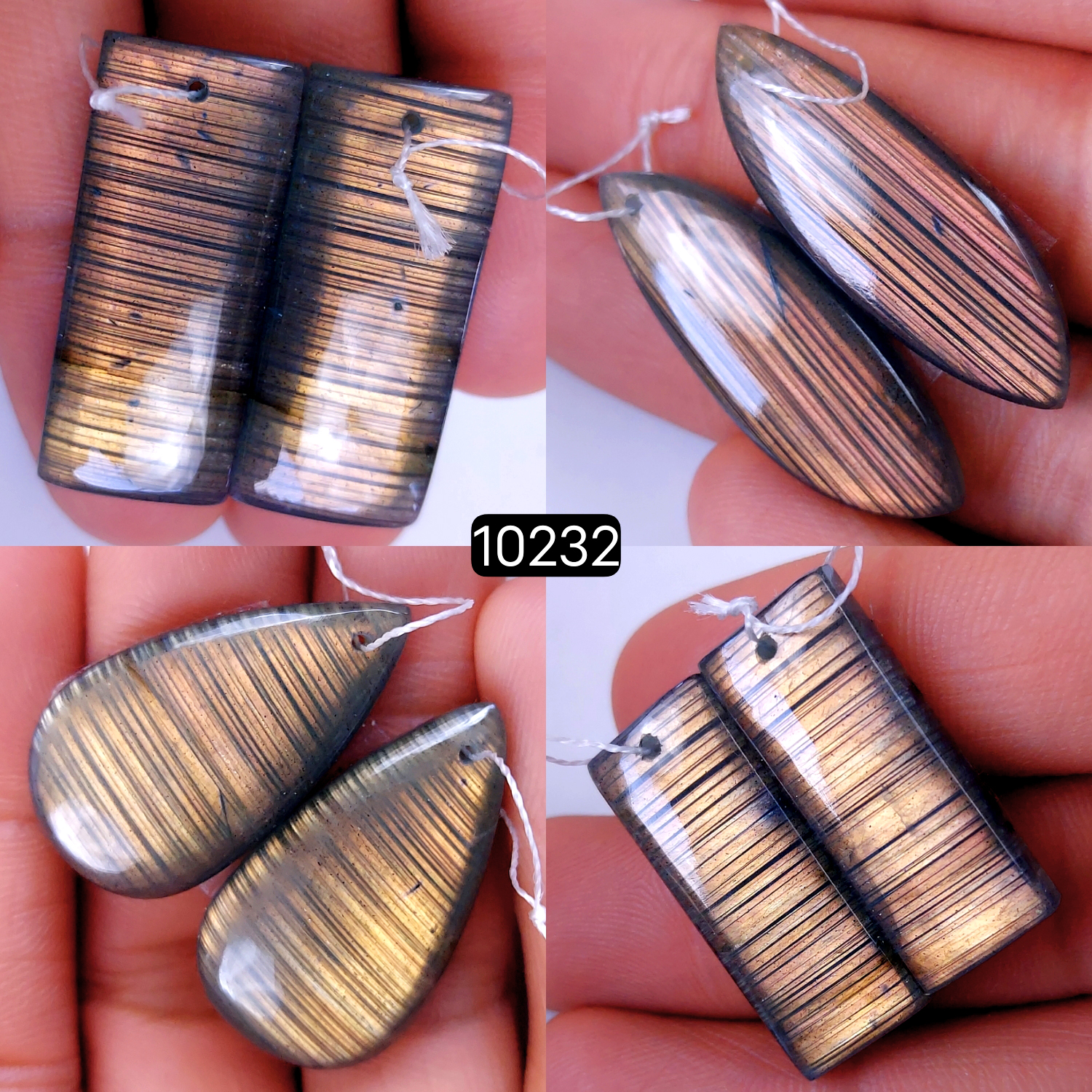 4Pair 177Cts Natural Labradorite Crystal Drill Dangle Drop Earring Pairs Silver Earrings Blue Labradorite Hoop Jewelry  32x14 27x10mm #10232