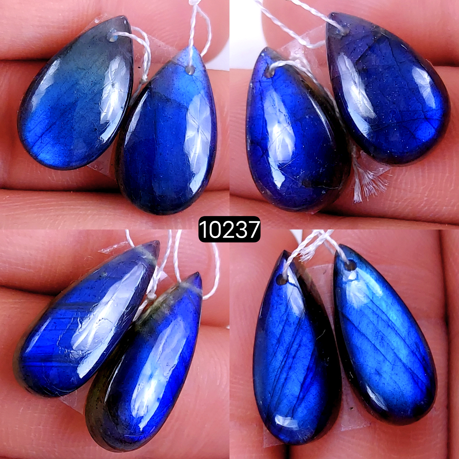 4Pair 67Cts Natural Labradorite Crystal Drill Dangle Drop Earring Pairs Silver Earrings Blue Labradorite Hoop Jewelry  20x7 18x10mm #10237