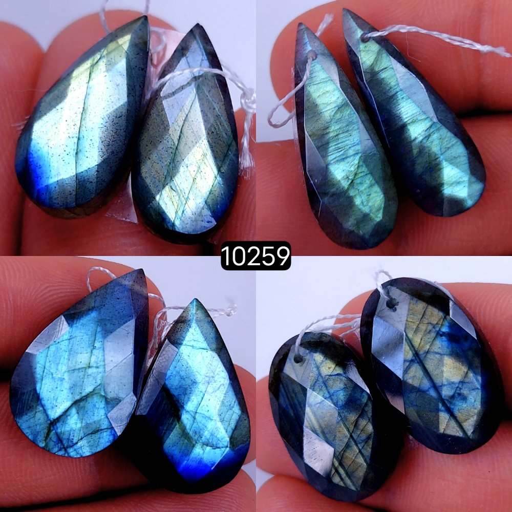 4Pair 111Cts Natural Labradorite Faceted Crystal Drill Dangle Drop Earring Pairs Silver Earrings Rose cut Labradorite Hoop Jewelry  25X16 19X8mm #10259
