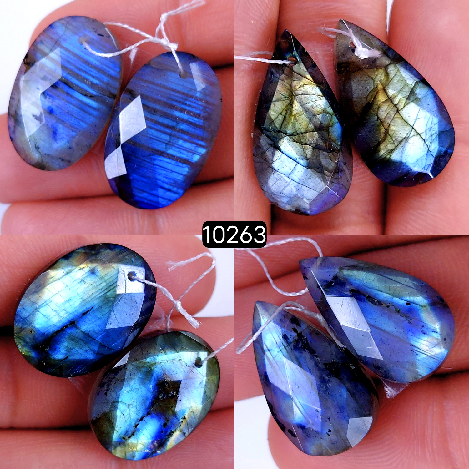 4Pair 133Cts Natural Labradorite Faceted Crystal Drill Dangle Drop Earring Pairs Silver Earrings Rose cut Labradorite Hoop Jewelry  25X12 22X12mm #10263