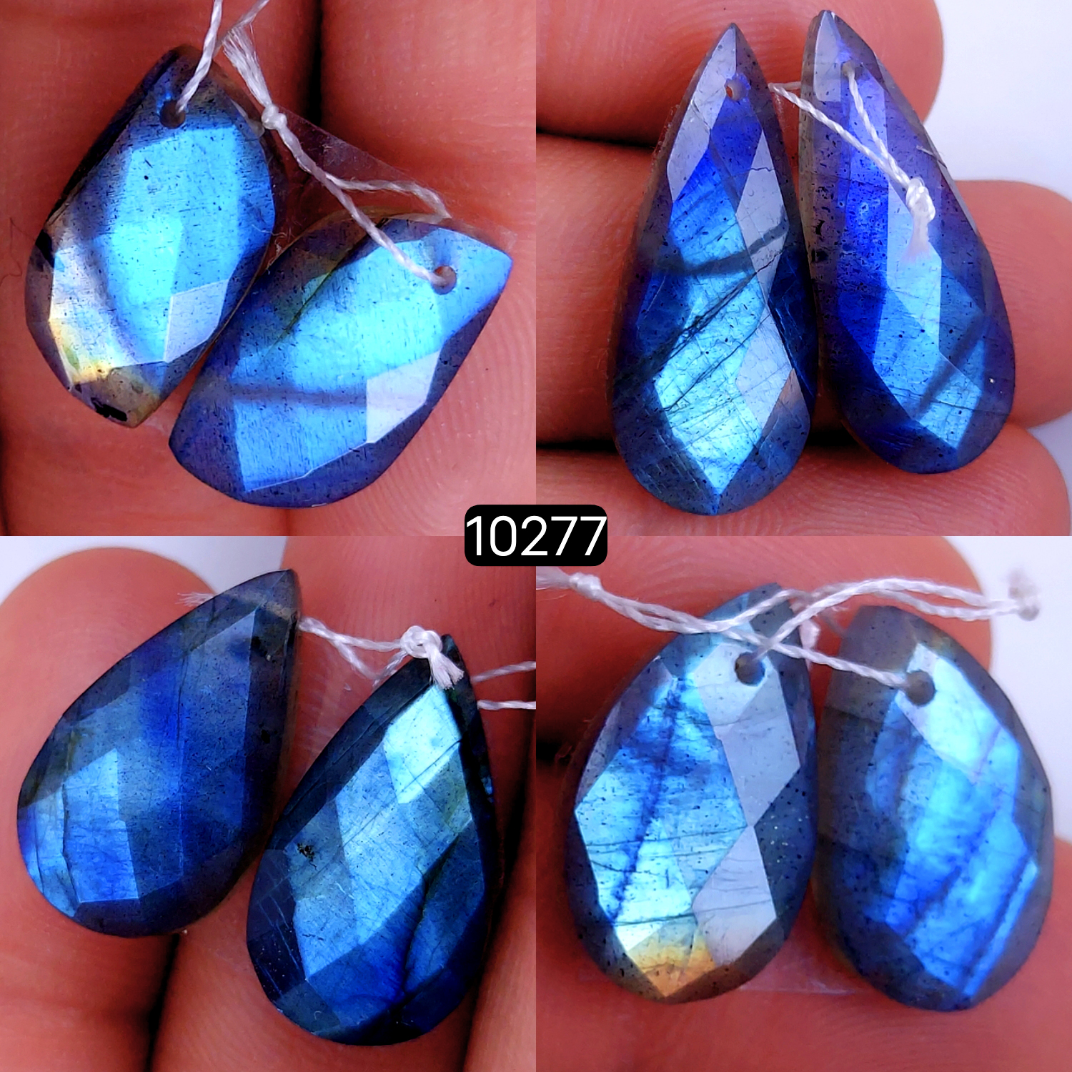 4Pair 83Cts Natural Labradorite Faceted Crystal Drill Dangle Drop Earring Pairs Silver Earrings Rose cut Labradorite Hoop Jewelry  27X10 16X9mm #10277