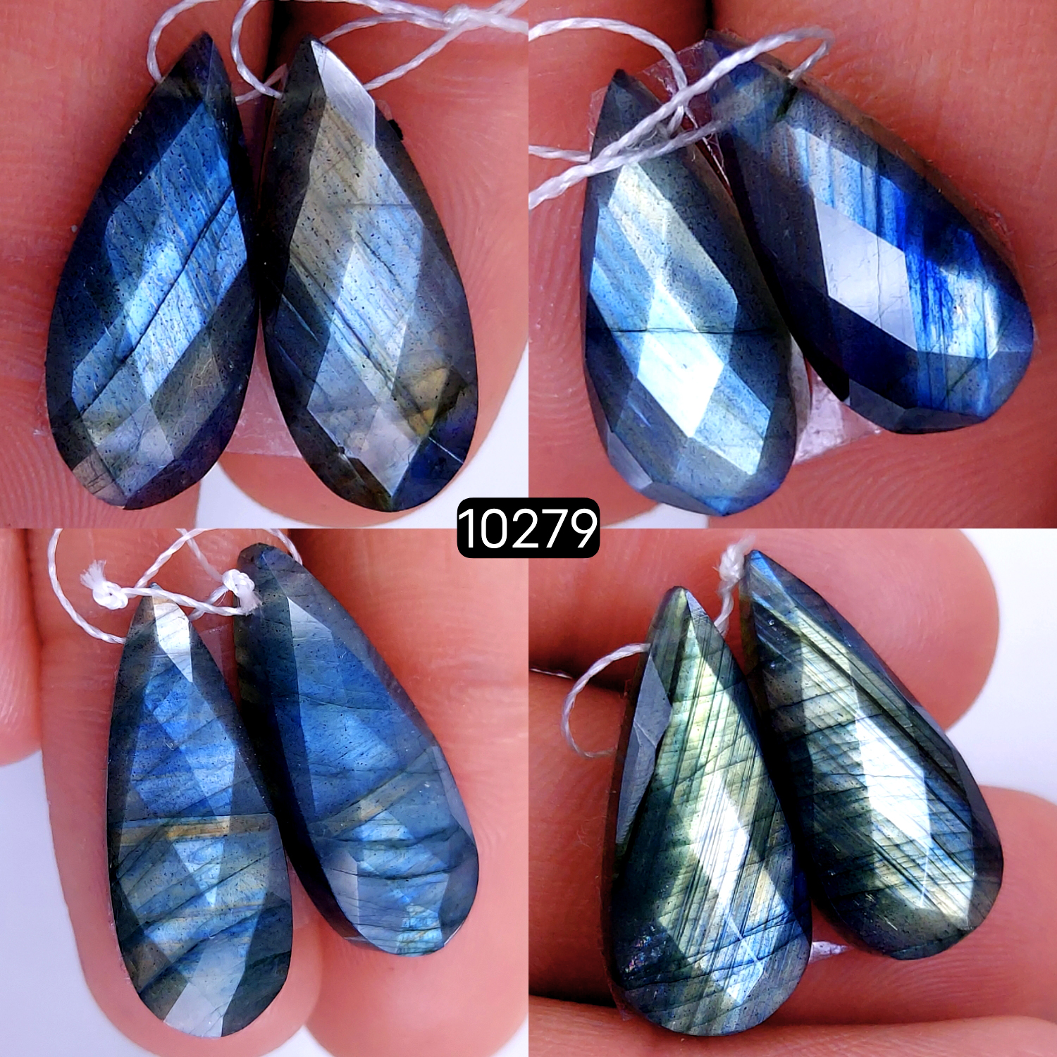 4Pair 78Cts Natural Labradorite Faceted Crystal Drill Dangle Drop Earring Pairs Silver Earrings Rose cut Labradorite Hoop Jewelry  25X10 18X9mm #10279