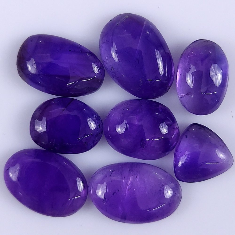 8Pcs 75Cts. Natural Amethyst Cabochon Purple Loose Gemstone For Jewelry Making#103