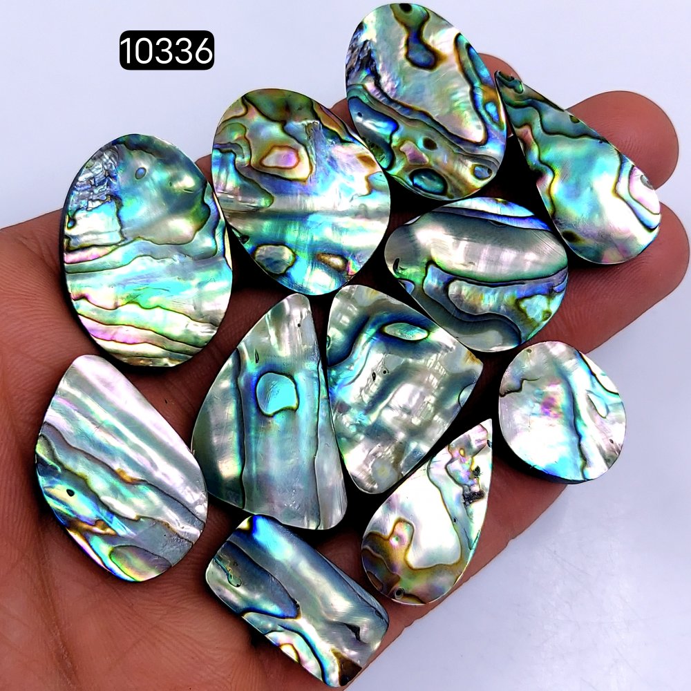 11Pcs 275Cts Natural Abalone Shell Cabochon Polished Loose Gemstone Flat Back Semi Precious Stone Jewelry Making Crystal  30X20 20X18mm #10336