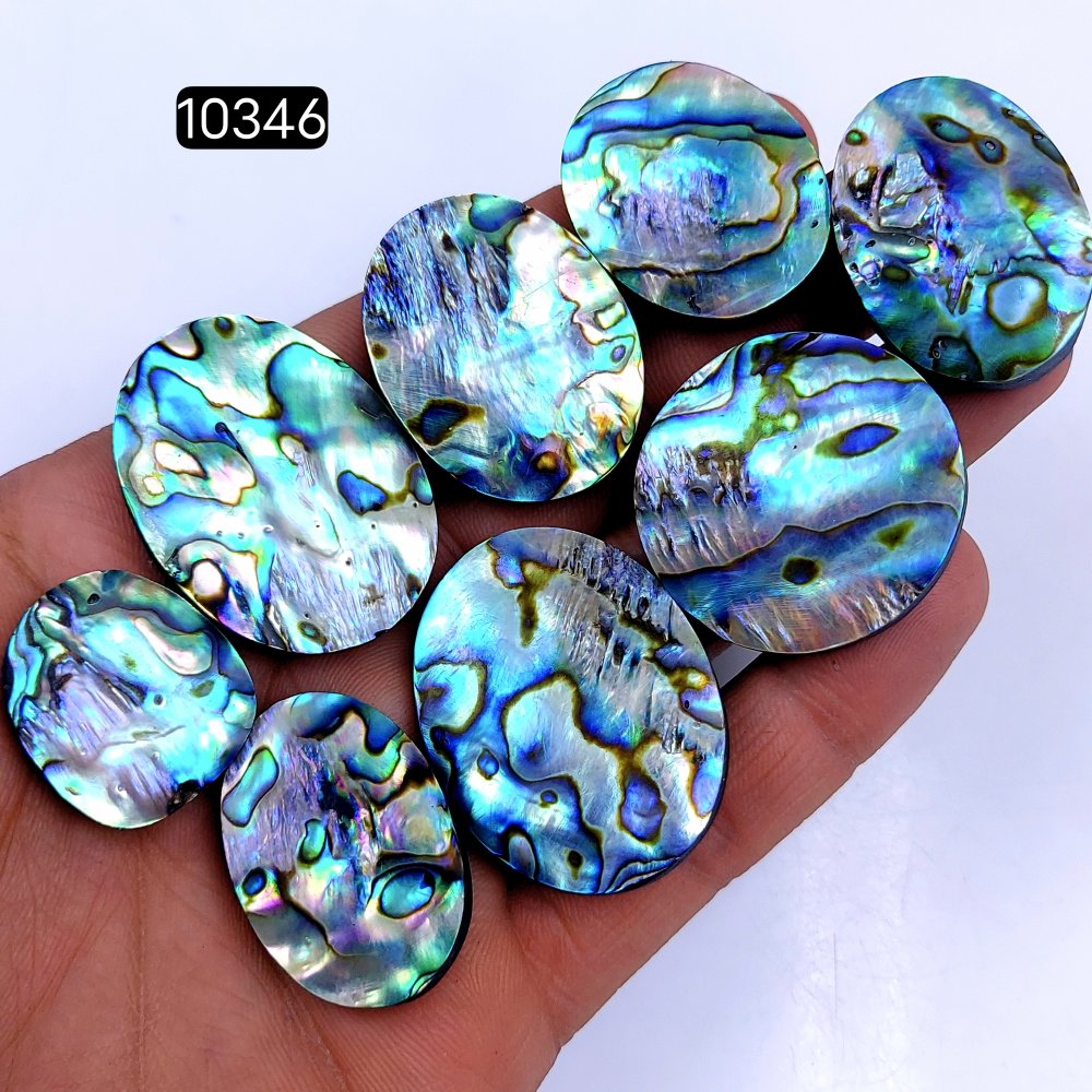 8Pcs 428Cts Natural Abalone Shell Cabochon Polished Loose Gemstone Flat Back Semi Precious Stone Jewelry Making Crystal  38X30 24X20mm #10346