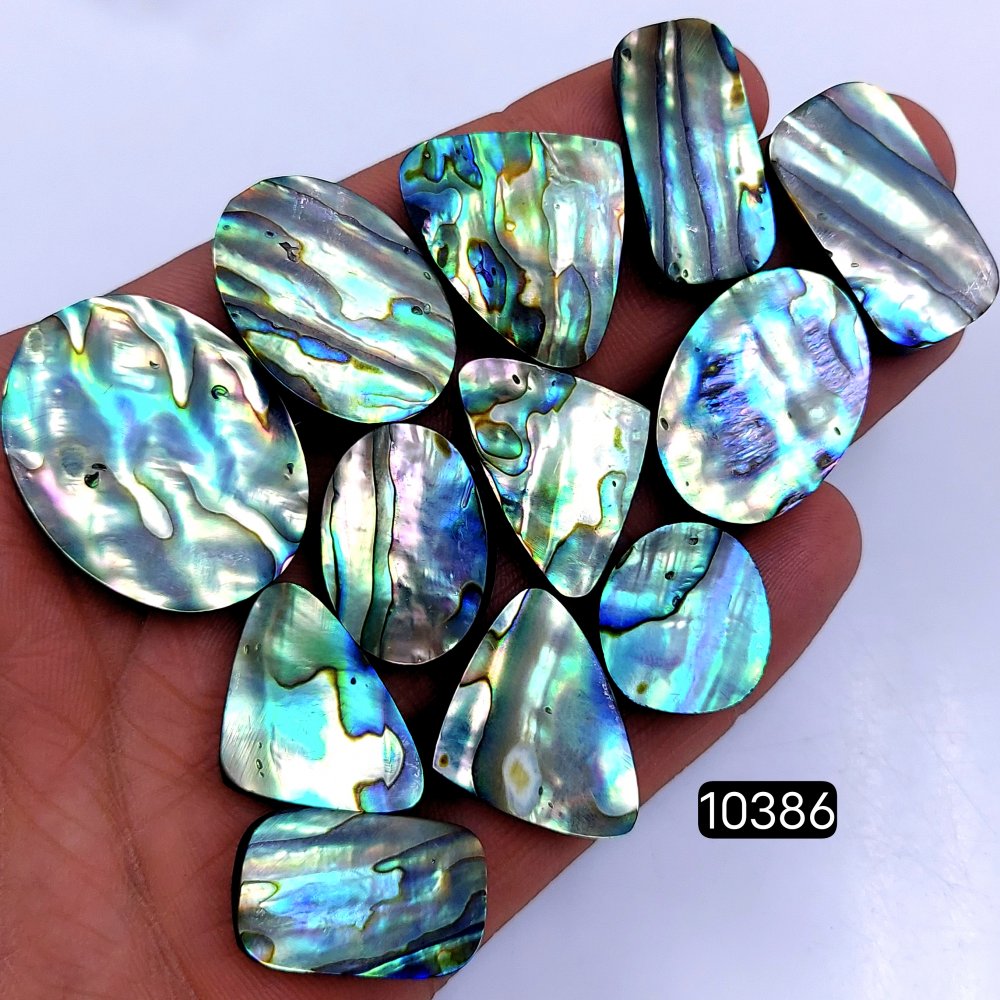 12Pcs 297Cts Natural Abalone Shell Cabochon Polished Loose Gemstone Flat Back Semi Precious Stone Jewelry Making Crystal  34X24 20X18mm #10386