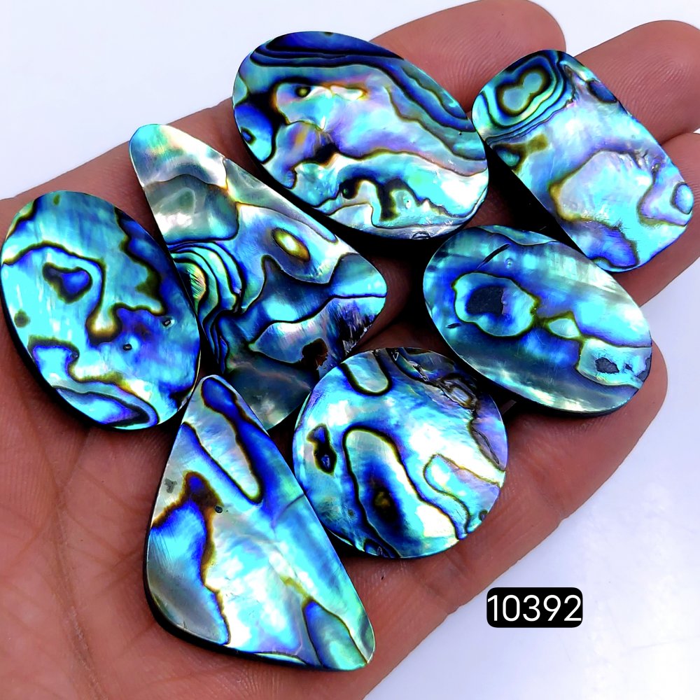 7Pcs 288Cts Natural Abalone Shell Cabochon Polished Loose Gemstone Flat Back Semi Precious Stone Jewelry Making Crystal  40X22 25X25mm #10392