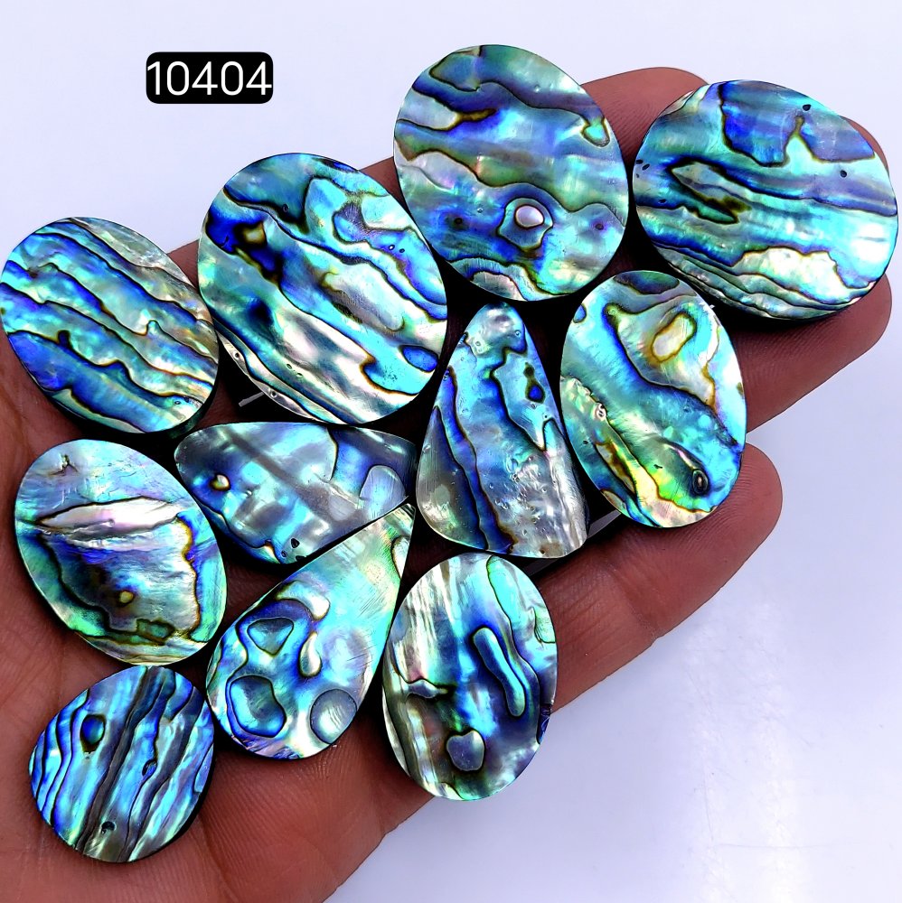11Pcs 414Cts Natural Abalone Shell Cabochon Polished Loose Gemstone Flat Back Semi Precious Stone Jewelry Making Crystal  35x27 20x20mm #10404