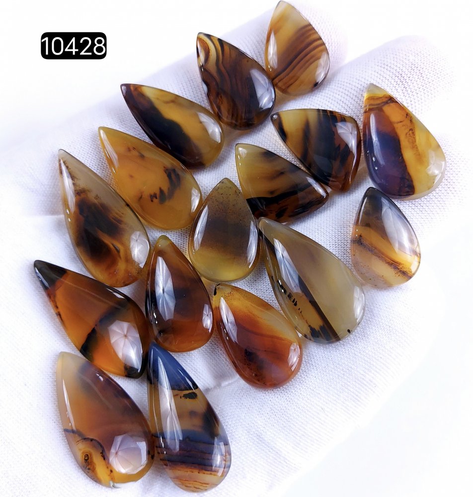 16Pcs 165Cts Natural Brown Montana Agate Cabochon Loose Gemstone Flat Back Semi Precious Stone Jewelry Making Crystal  28X13 18X12mm #10428