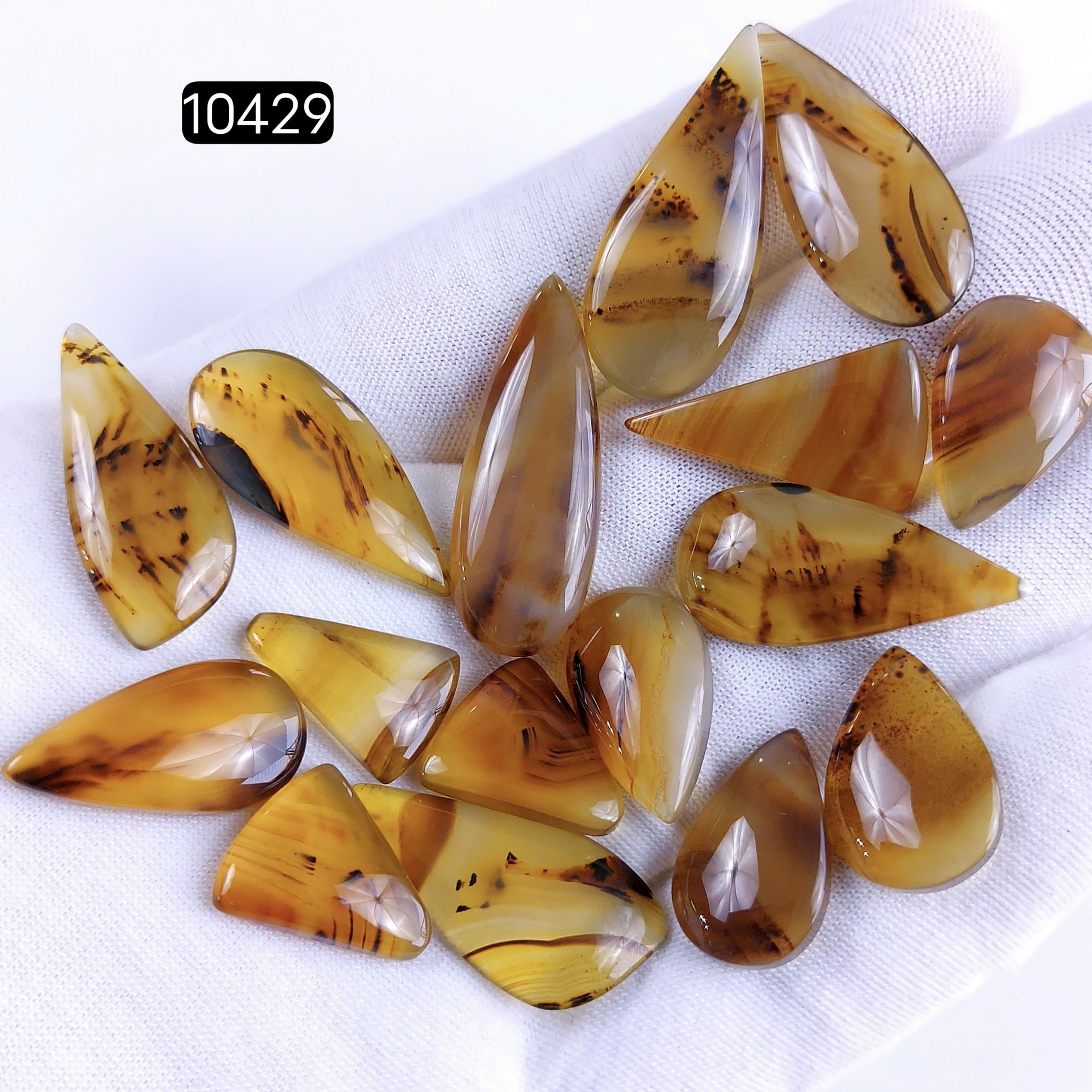 16Pcs 152Cts Natural Brown Montana Agate Cabochon Loose Gemstone Flat Back Semi Precious Stone Jewelry Making Crystal  33X12 17X12mm 10429