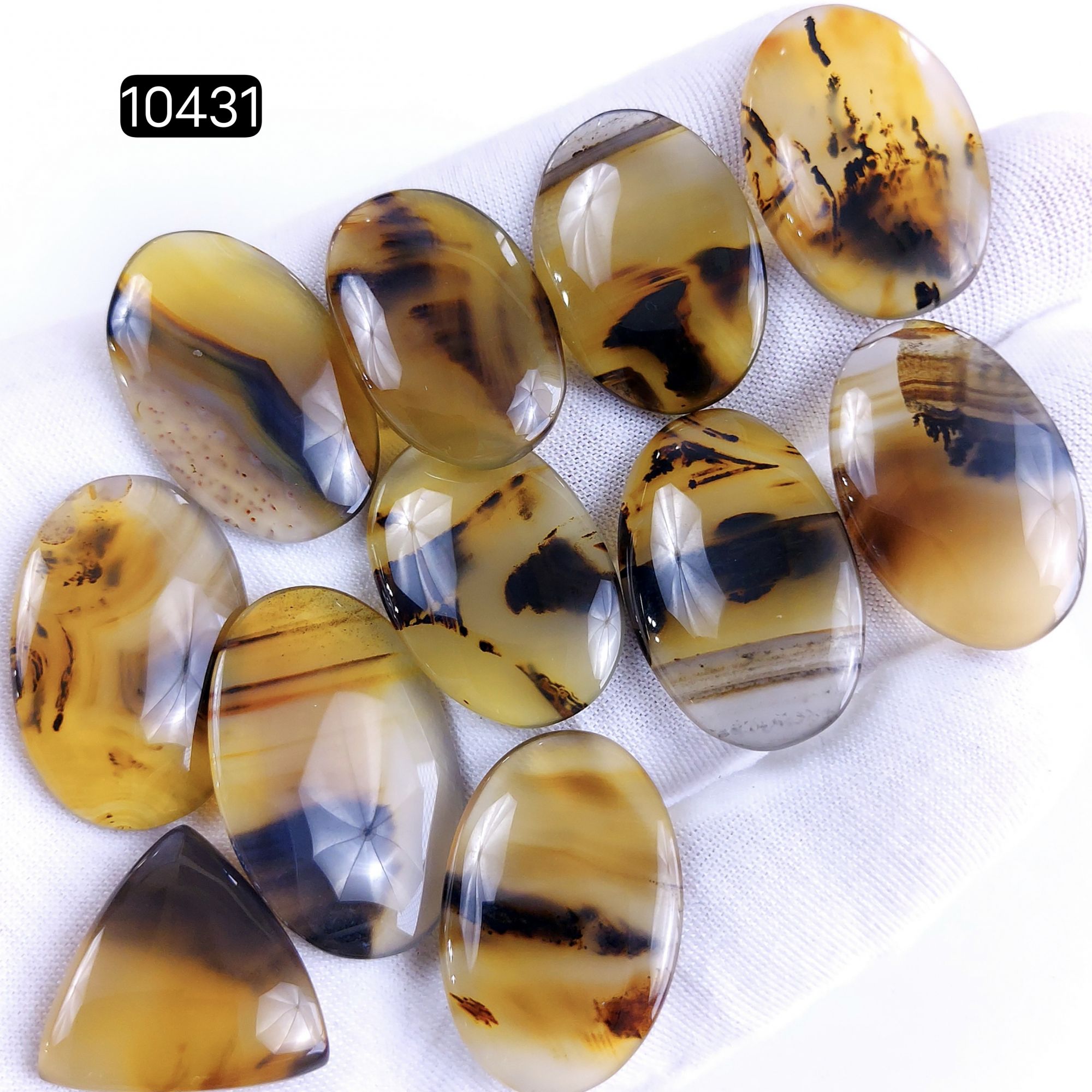 11Pcs 214Cts Natural Brown Montana Agate Cabochon Loose Gemstone Flat Back Semi Precious Stone Jewelry Making Crystal  31X20 20X20mm 10431