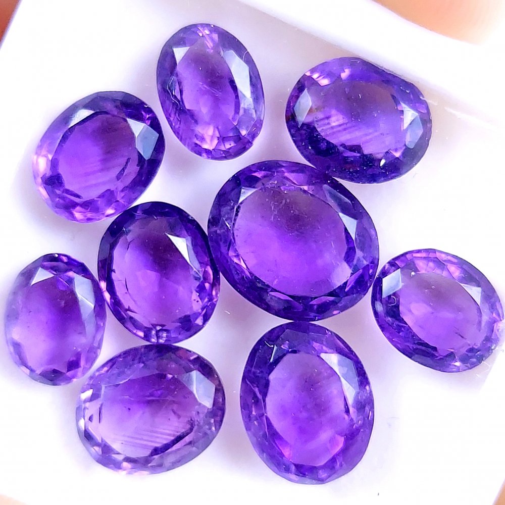 9Pcs 48Cts Natural Purple Amethyst Faceted Cabochon Gemstone Lot Mixed Shapes And Sizes For Jewelry Making  14x12 11x8mm#10488