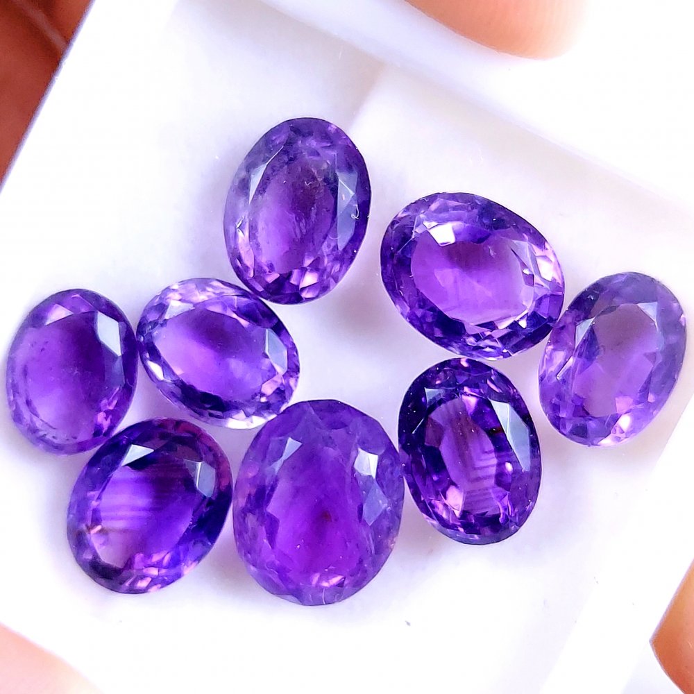 8Pcs 42Cts Natural Purple Amethyst Faceted Cabochon Gemstone Lot Mixed Shapes And Sizes For Jewelry Making  14x11 11x9mm#10489