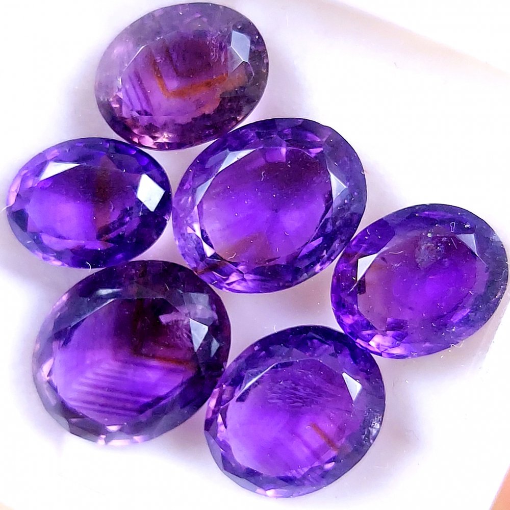 6Pcs 56Cts Natural Purple Amethyst Faceted Cabochon Gemstone Lot Mixed Shapes And Sizes For Jewelry Making  16x14 13x9mm#10491