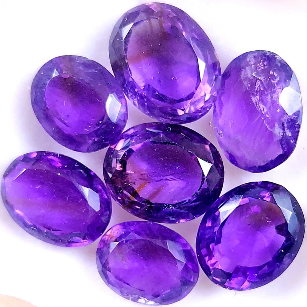 7Pcs 47Cts Natural Purple Amethyst Faceted Cabochon Gemstone Lot Mixed Shapes And Sizes For Jewelry Making  15x12 12x9mm#10492