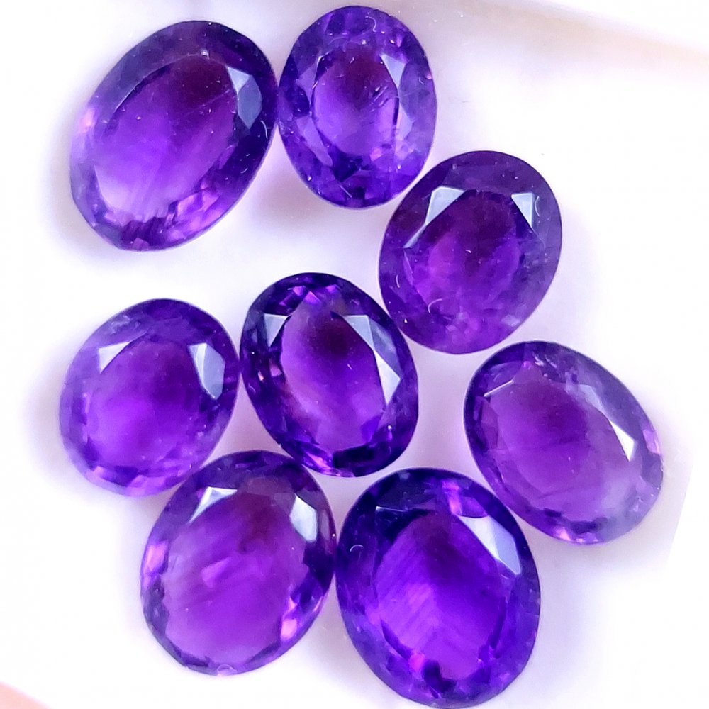 8Pcs 37Cts Natural Purple Amethyst Faceted Cabochon Gemstone Lot Mixed Shapes And Sizes For Jewelry Making  14x11 11x8mm#10493