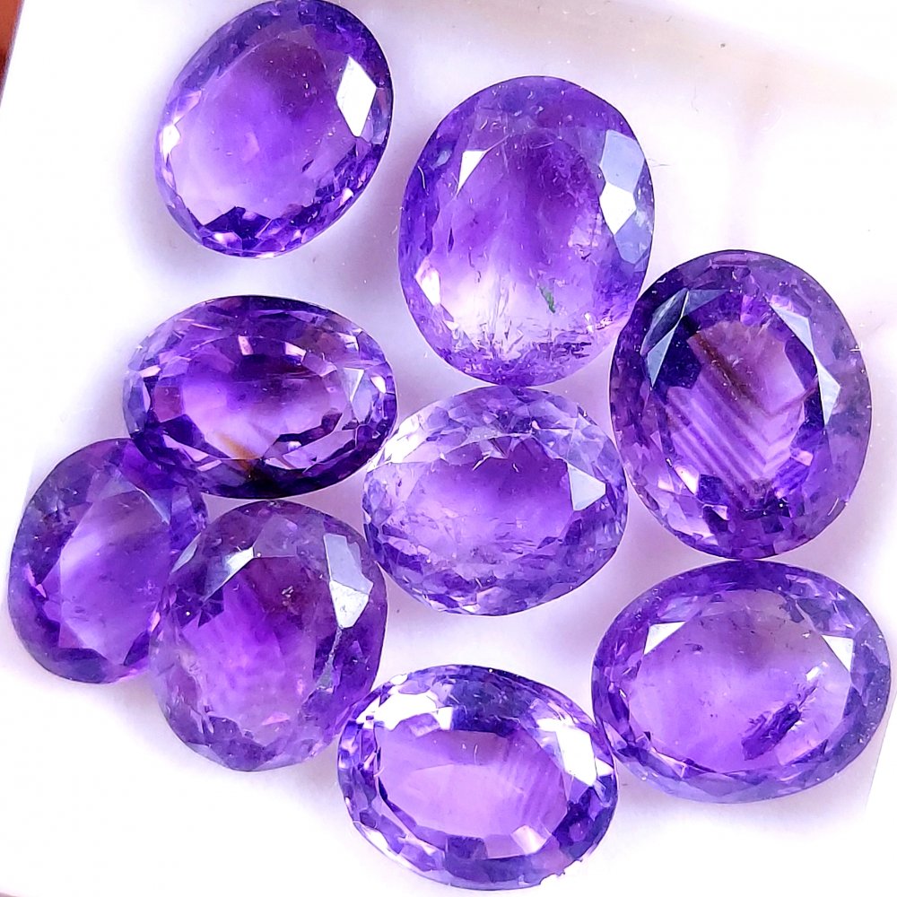 9Pcs 56Cts Natural Purple Amethyst Faceted Cabochon Gemstone Lot Mixed Shapes And Sizes For Jewelry Making  14x11 12x9mm#10495