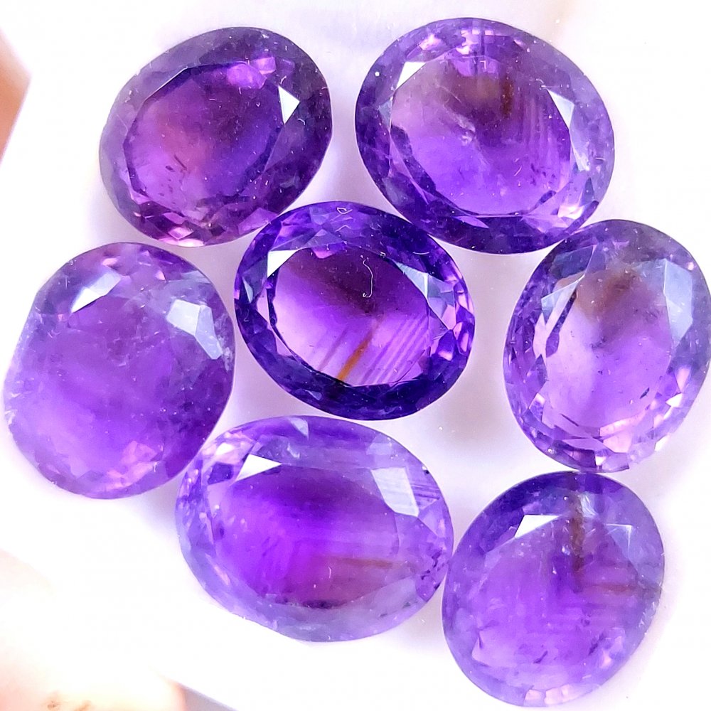 7Pcs 73Cts Natural Purple Amethyst Faceted Cabochon Gemstone Lot Mixed Shapes And Sizes For Jewelry Making  16x12 15x11mm#10498