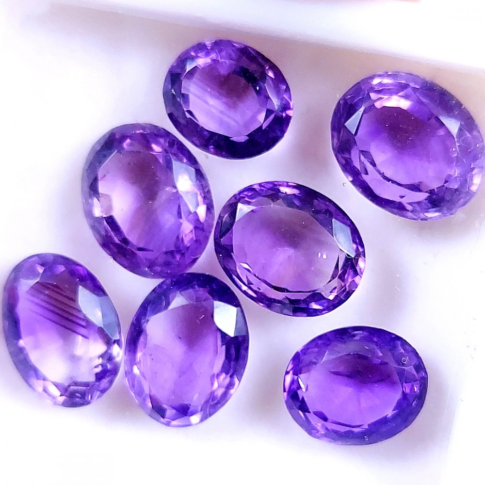 7Pcs 32Cts Natural Purple Amethyst Faceted Cabochon Gemstone Lot Mixed Shapes And Sizes For Jewelry Making  12x10 10x8mm#10499