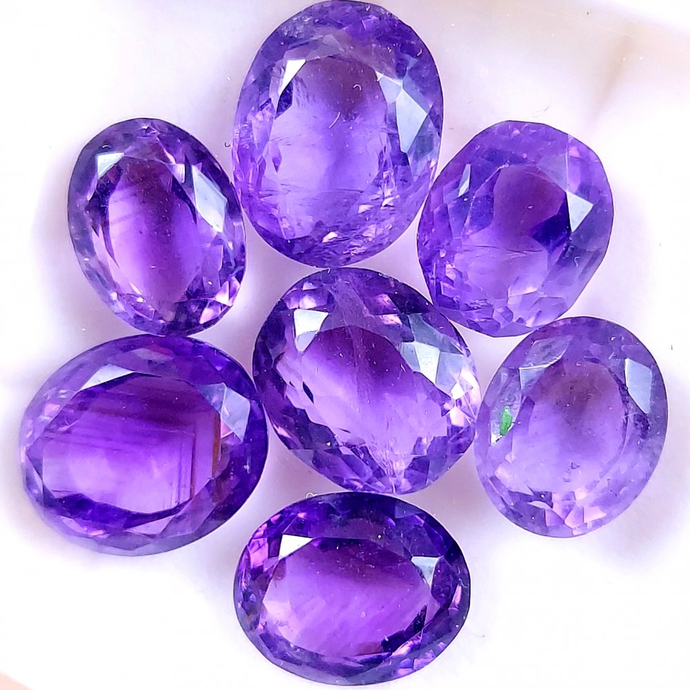 7Pcs 53Cts Natural Purple Amethyst Faceted Cabochon Gemstone Lot Mixed Shapes And Sizes For Jewelry Making  15x12 12x9mm#10501