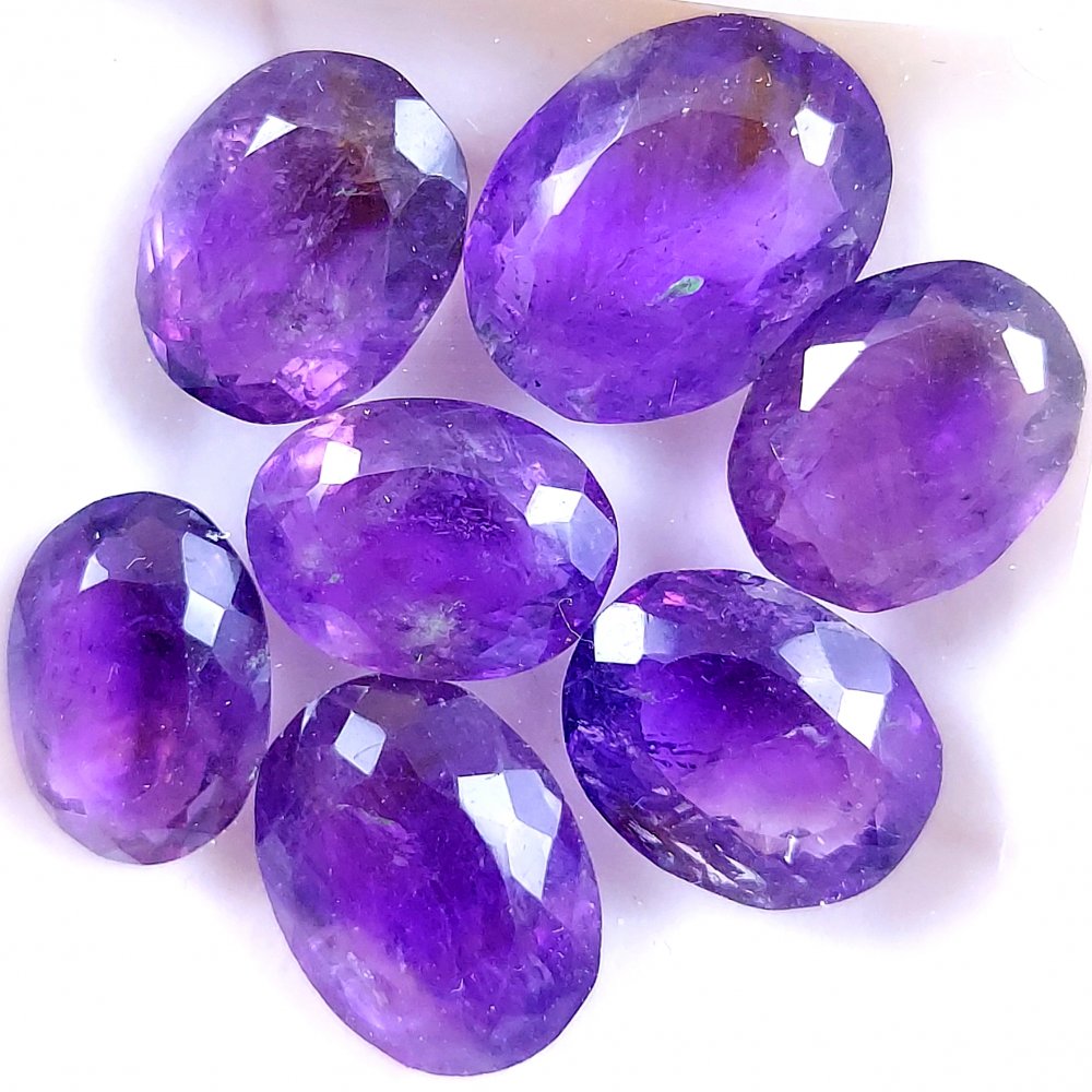 7Pcs 54Cts Natural Purple Amethyst Faceted Cabochon Gemstone Lot Mixed Shapes And Sizes For Jewelry Making  16x12 13x10mm#10502