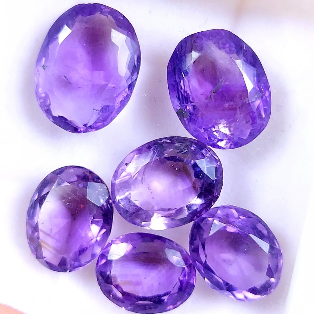 6Pcs 41Cts Natural Purple Amethyst Faceted Cabochon Gemstone Lot Mixed Shapes And Sizes For Jewelry Making  15x12 12x10mm#10503