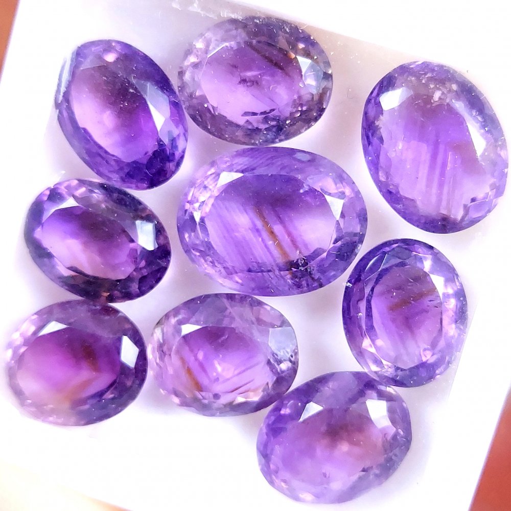 9Pcs 81Cts Natural Purple Amethyst Faceted Cabochon Gemstone Lot Mixed Shapes And Sizes For Jewelry Making  17x13 14x11mm#10504