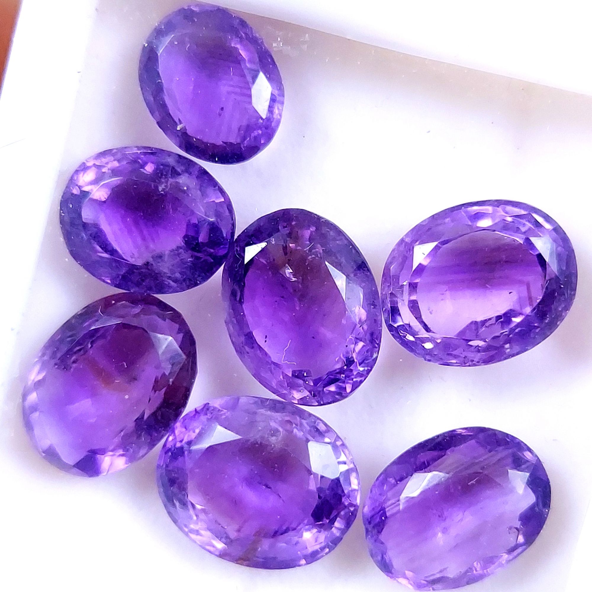 7Pcs 47Cts Natural Purple Amethyst Faceted Cabochon Gemstone Lot Mixed Shapes And Sizes For Jewelry Making  14x11 11x8mm10506