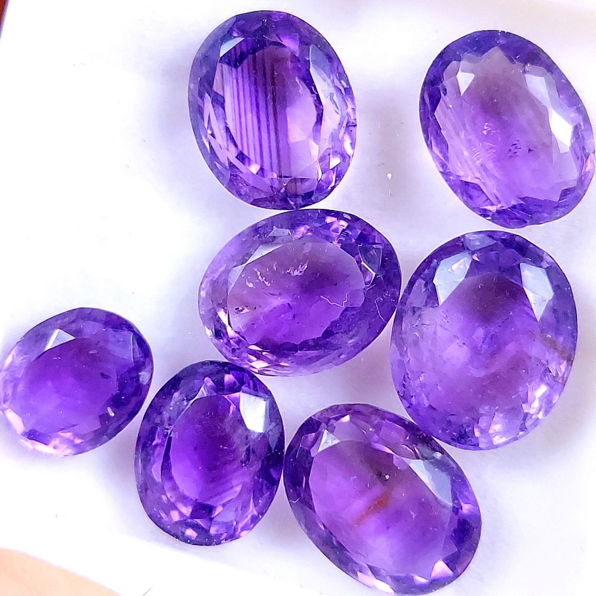 7Pcs 47Cts Natural Purple Amethyst Faceted Cabochon Gemstone Lot Mixed Shapes And Sizes For Jewelry Making  14x11 11x8mm10506