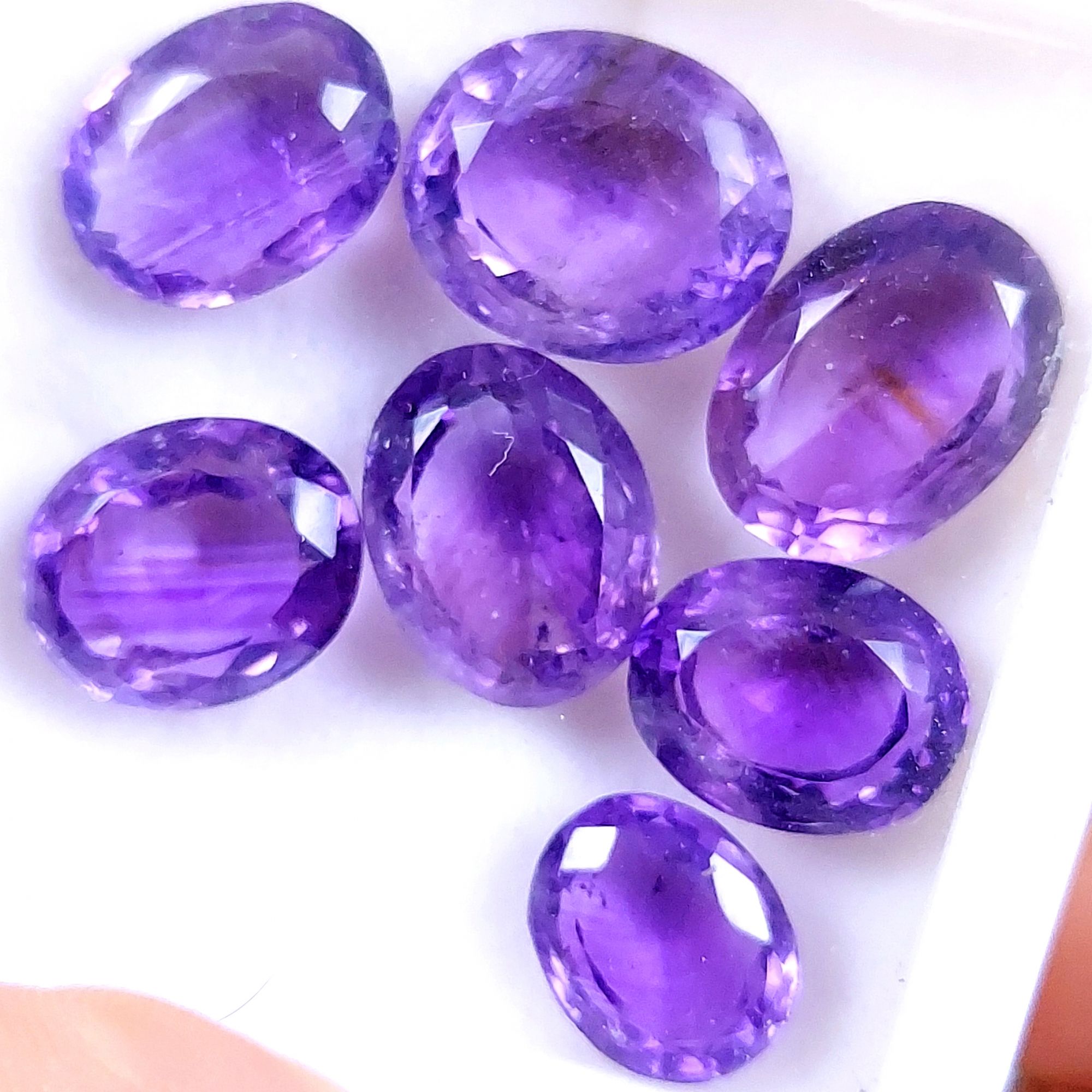 7Pcs 47Cts Natural Purple Amethyst Faceted Cabochon Gemstone Lot Mixed Shapes And Sizes For Jewelry Making  14x11 11x8mm10506