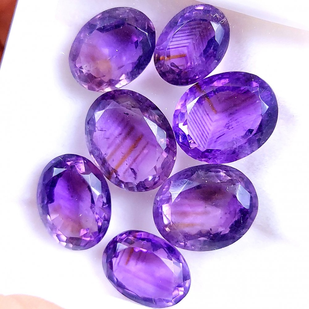 7Pcs 48Cts Natural Purple Amethyst Faceted Cabochon Gemstone Lot Mixed Shapes And Sizes For Jewelry Making  14x11 12x9mm#10507